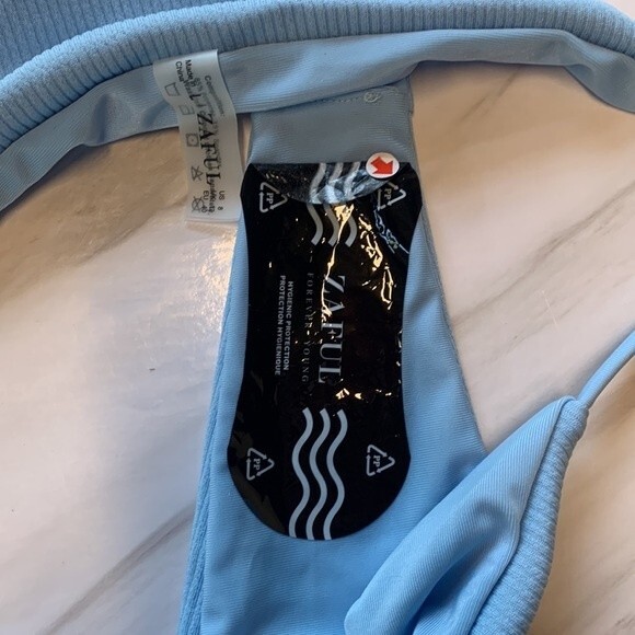 NWOT Zaful | Light Blue Barely There Low Waisted Bikini Swim Bottom L (8) - Picture 8 of 8